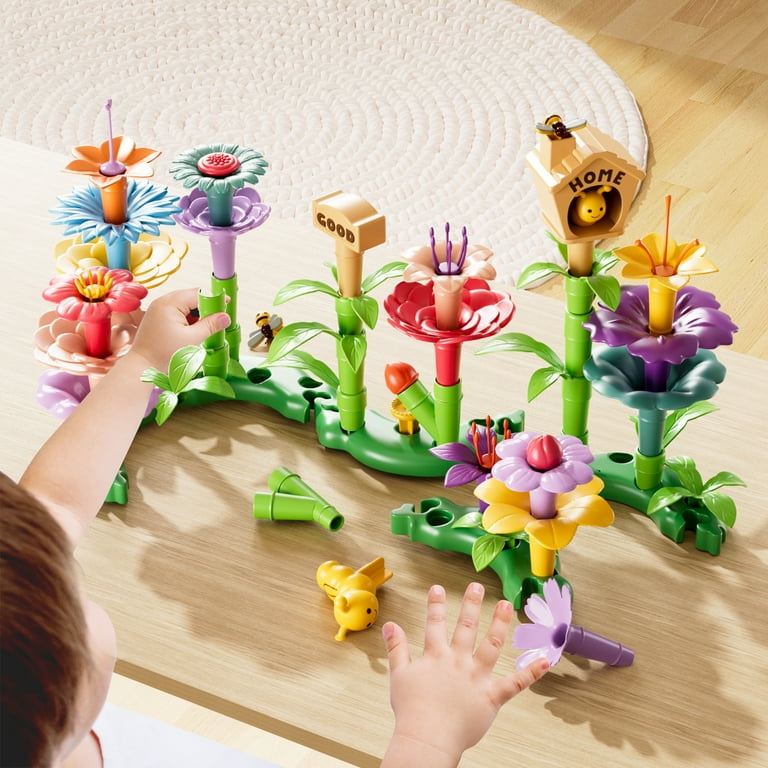 Lucky Doug 148 Pcs Flower Building Toys, Garden STEM Toys for