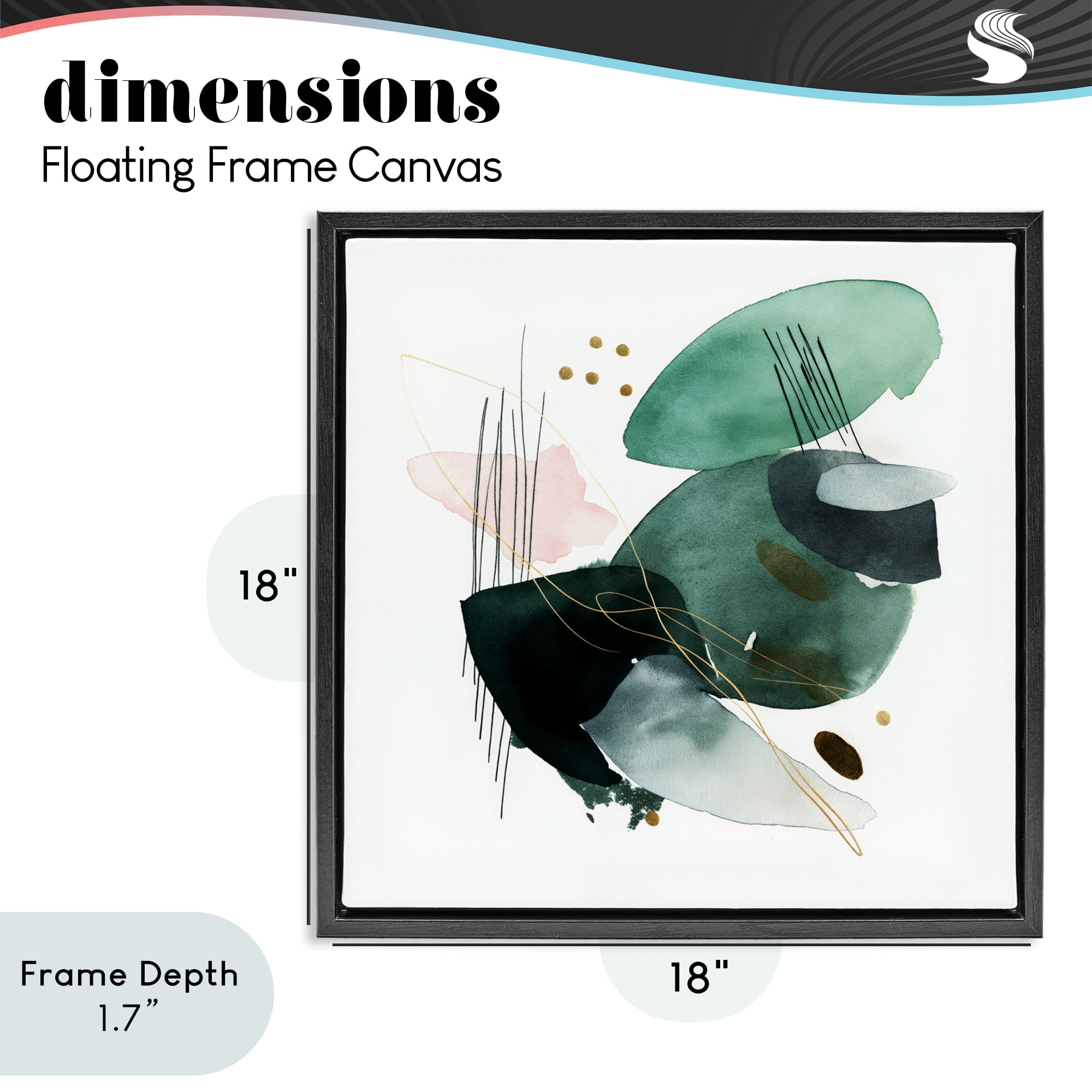 Stupell Industries Verdant Horizon Shapes Black Framed Floater Canvas Wall Art, design by Svetlana Aleynikova