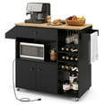 thumbnail image 1 of Gymax Kitchen Island Cart w/ Drop-Leaf & Power Outlet Microwave Shelf Wine Rack Drawer Black, 1 of 10