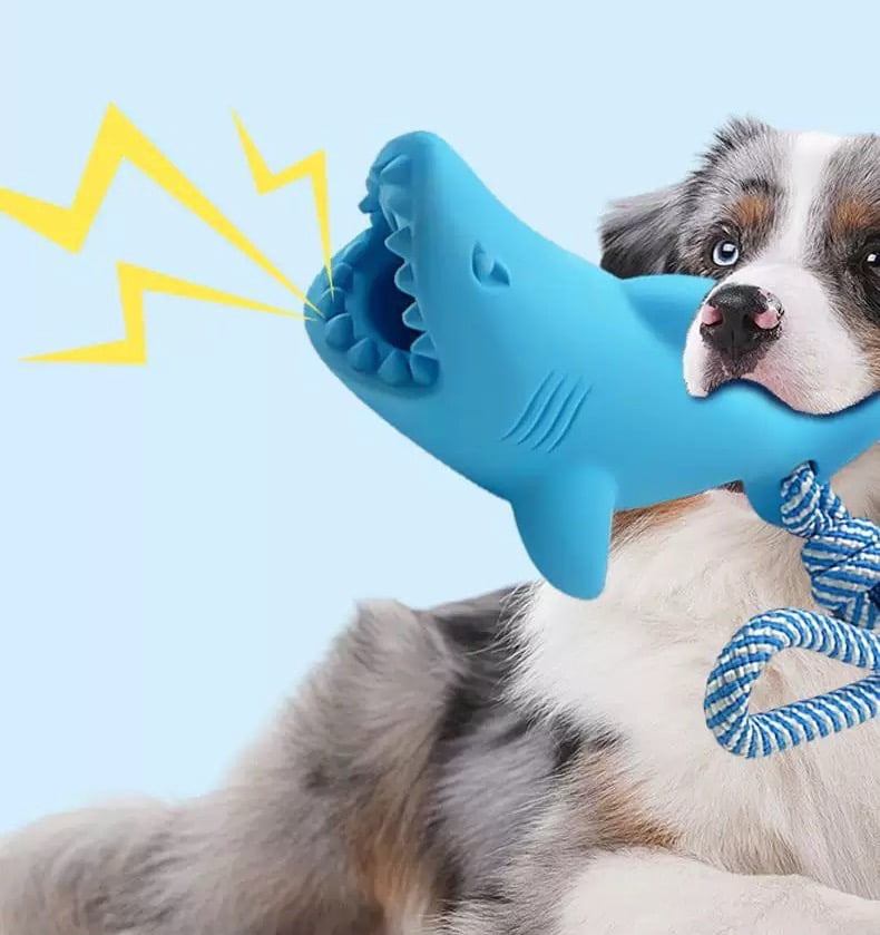 Aryamask Shark Dog Chew Toy, Interactive Tug of War & Treat Dispensing Pet Toy, Durable EV Foam for Aggressive Chewers, Blue