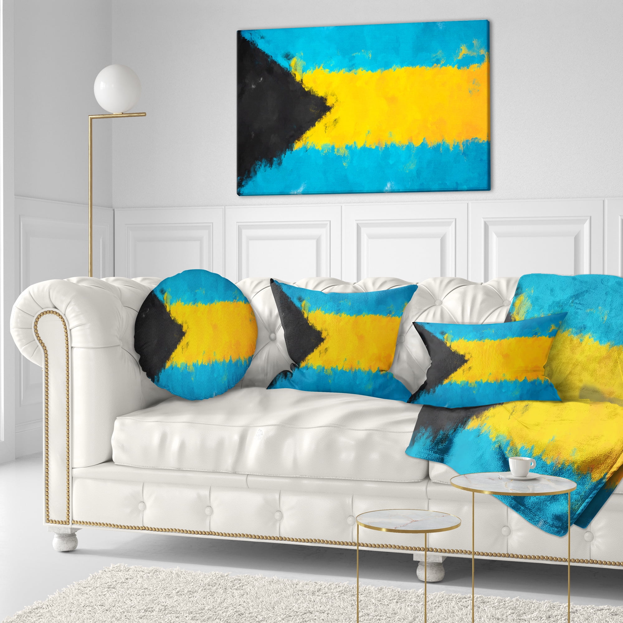 Designart Bahamas Flag Illustration - Flag Painting Throw Pillow - 12x20