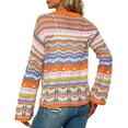 thumbnail image 2 of HLSOHJP Women's Rainbow Knitted Cardigan Sweater Long Sleeve Multicolor Striped Sweater Jumpers Open Front Jacket, 2 of 7