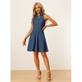 thumbnail image 4 of Vestidos de mezclilla para mujer Vestido camisero con botones y cuello halter Azul L, 4 of 6