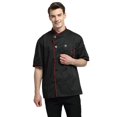thumbnail image 4 of TOPTIE Lot de 2 Vestes de Chef à Manches Courtes Unisexes, Noir avec Rouge, 4 of 6