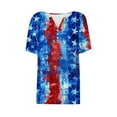 thumbnail image 4 of Red White and Blue Blouses for Women American Flag Women Shirts Fourth of July Shirt Women Memorial Day Shirts Women's Casual Independence Day Printed Short Sleeve V-Neck Top, 4 of 5