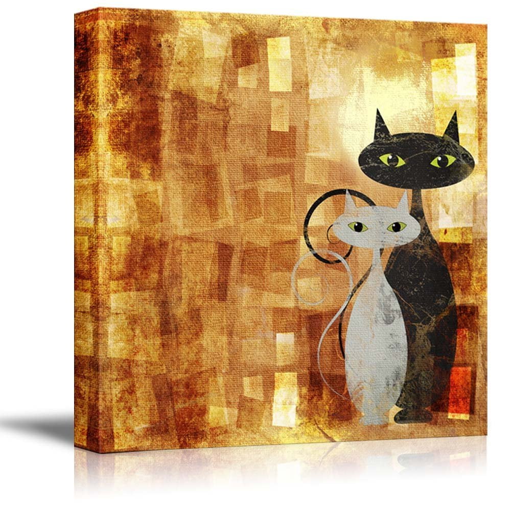 wall26 Canvas Prints Wall Art Black and White Cat on