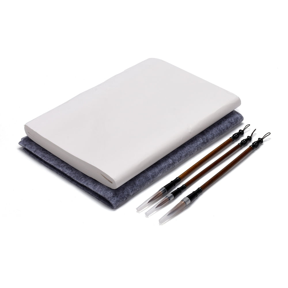 Chinese Calligraphy Brushes Pen with Chinese Calligraphy Brush Ink Writing Paper and Chinese Calligraphy Mat Mixed Color 27.5cm 1pc
