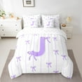 thumbnail image 2 of Castle Fairy Monogrammed Letter J 7Pcs Bedding Comforter Set for Teens Boys Girls,Kawaii Bow Queen Bedding Sets Super Cozy,Geometric Stripes Queen Sheet Sets,Super Cozy Room Decor, 2 of 8