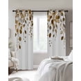 thumbnail image 4 of Brown Eucalyptus Leaves Kitchen Curtains Summer Watercolor Leaf Cafe Short Curtains for Bathroom Blackout Window Curtain Grommet Small Window Treatment Tier Drapes for Bedroom Living Room 42"x45"x2, 4 of 9