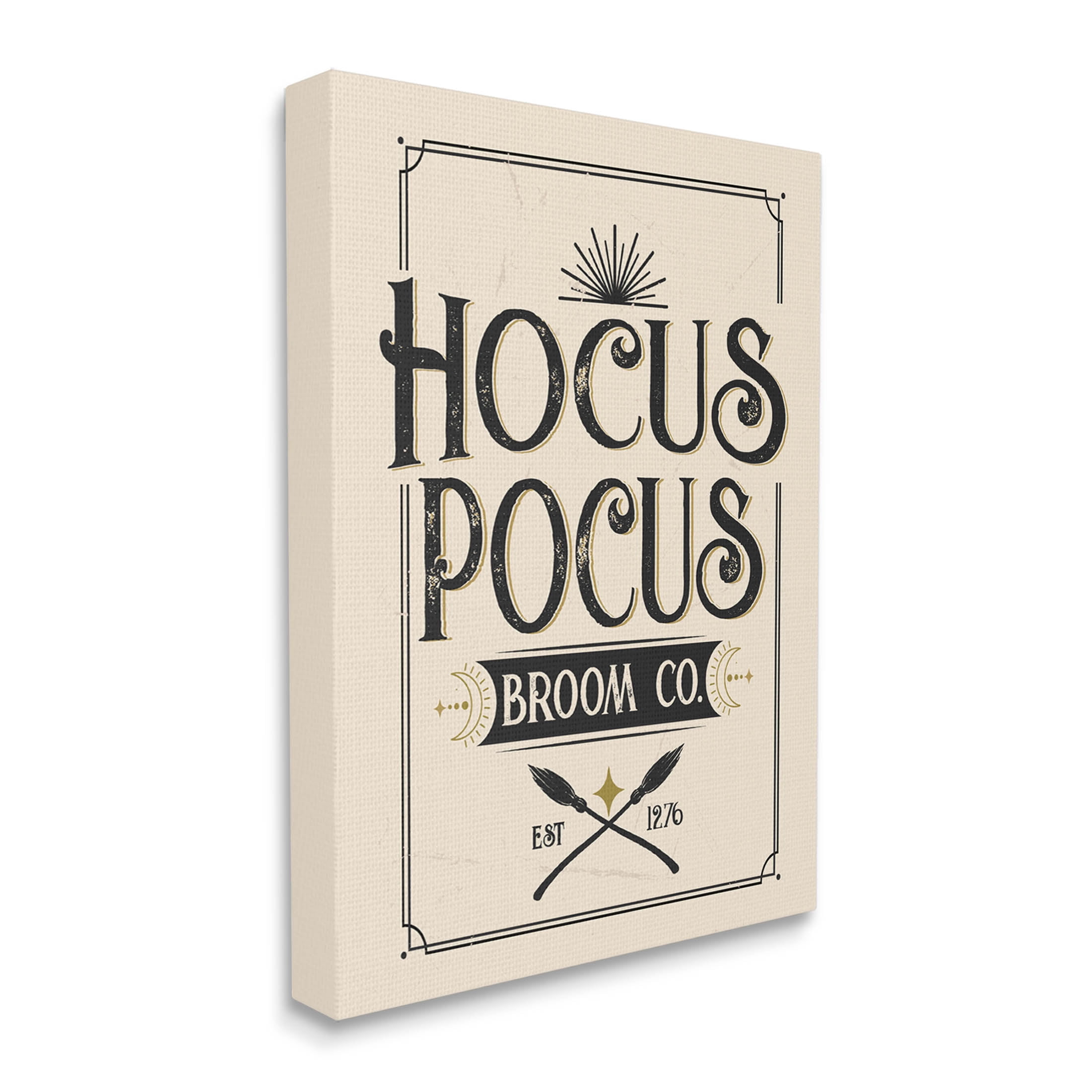 Hocus Pocus Broom Co Sign Holiday Graphic Art Gallery Wrapped Canvas Print Wall Art