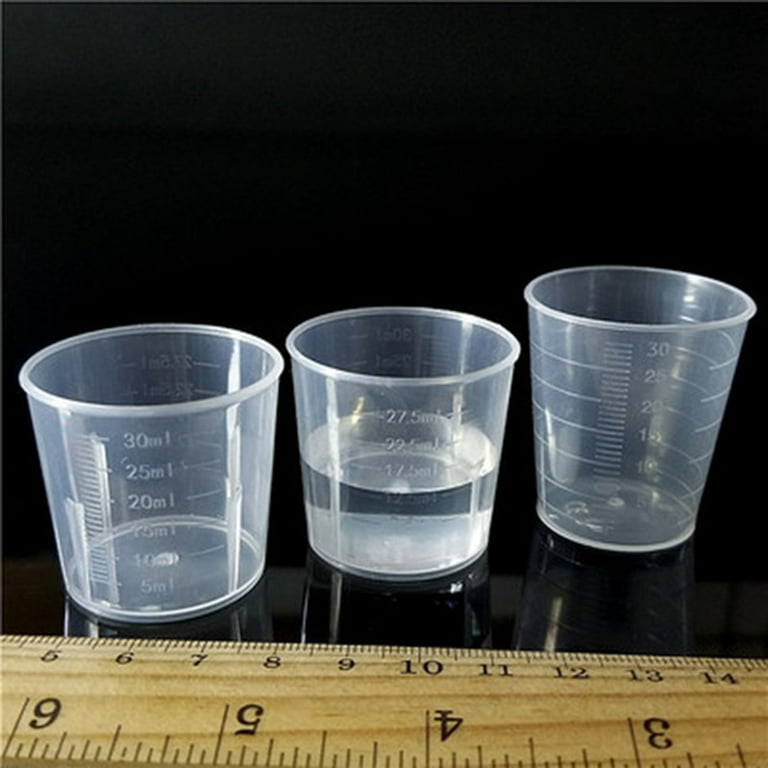 Sufanic 20pcs 30ml Transparent Plastics Measure Cups Dual Scales Cup Container, Size: 30 ml