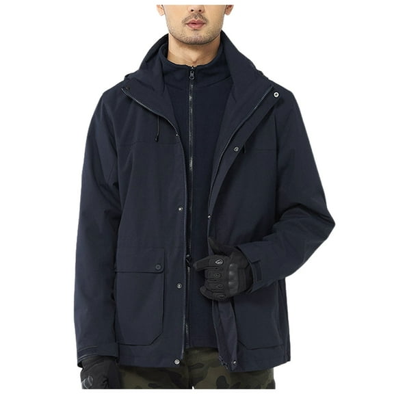 Tanhomme Water-proof Ski Jacket Snowboarding Windbreaker Warm Winter Hooded Mountain Snow Coat Men's Winter Warm Fleece Jacket Men's Detachable Two Piece Jacket With Fleece Liner