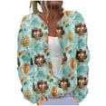 thumbnail image 3 of QATAINLAV Thanksgiving Knit Sweater Women Novelty 3D Print Button Down Cardigans Long Sleeve Lightweight Open Front Outerwear Jacket, Blue, M, 3 of 6