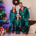 thumbnail image 5 of Jkety Holiday Pajamas for Family Silk Matching Christmas Pajamas for Family Striped Button Down Shirt and Pants Silky Satin Xmas Pjs Sets for Pictures, 5 of 7