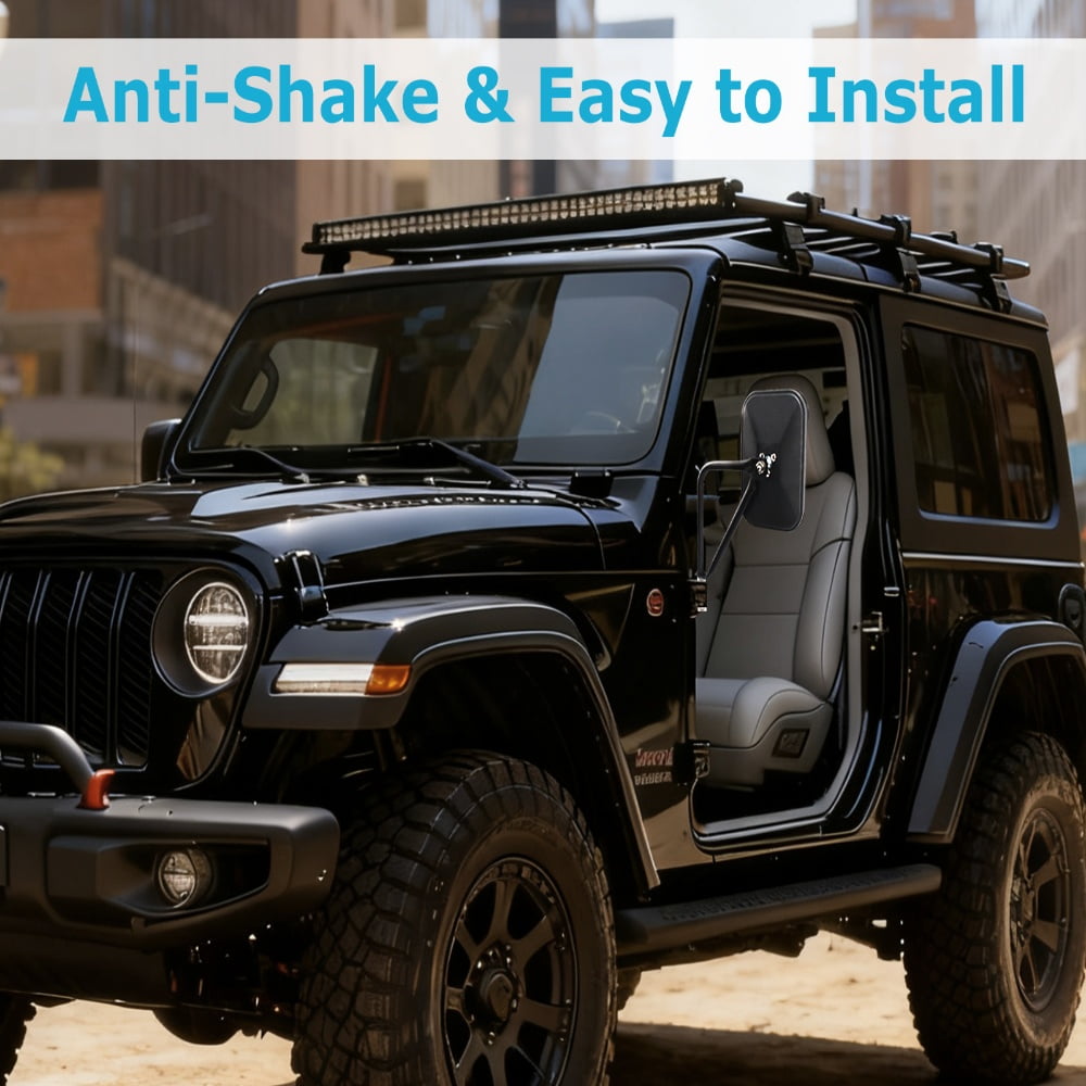 Mirrors Doors Off, Compatible with Jeep Wrangler CJ TJ JK JL JT, Anti-shake Wide Vision, 2 Pack
