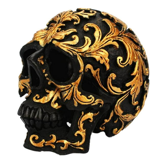 Escultura del Cráneo de Estatua del Cráneo de Halloween de Resina con Muestra para Decoración de de Oficina DYNWAVEMX Estatua de calavera de resina
