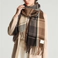 thumbnail image 5 of Yuanlong Womens Scarves Vintage Plaid Tassel Thick Fluffy Winter Warm Neck Wraps Cozy Soft Retro Versatile Casual Scarves, 5 of 9