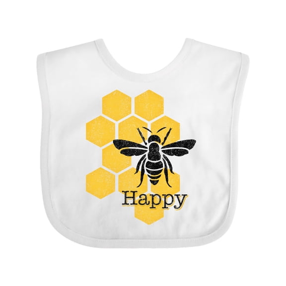 Inktastic Honeycomb Bee Happy Boys or Girls Baby Bib
