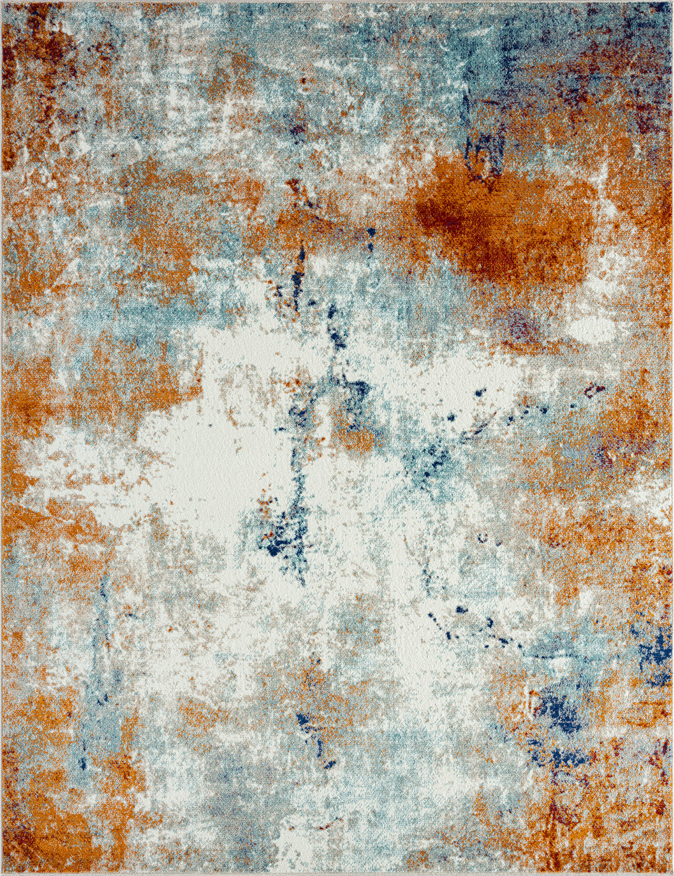 Contemporary 8x10 Area Rug (7'11'' x 10'3'') Abstract Aqua, Beige Living Room Easy to Clean