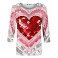 thumbnail image 6 of Vetsdori 3/4 Sleeve Tops for Women Trendy Gifts for Her Pullover Cute,Crew Neck Heart Print Fashion Juniors Blouses Love, 6 of 6