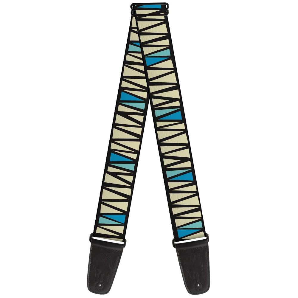 Buckle-Down Guitar Strap, Zig Zag Doodle Black Cream Blues, 2 Inches Wide