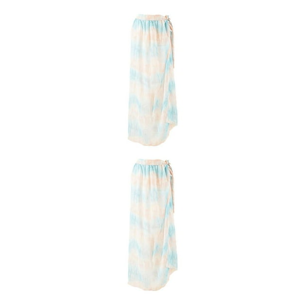 Eigraketly de mujer Gasa Cubrir Traje de baño Verano Playa Envoltura Ligero Cómodo Traje de baño Ropa de playa Gradiente de rayas Type1 NO1