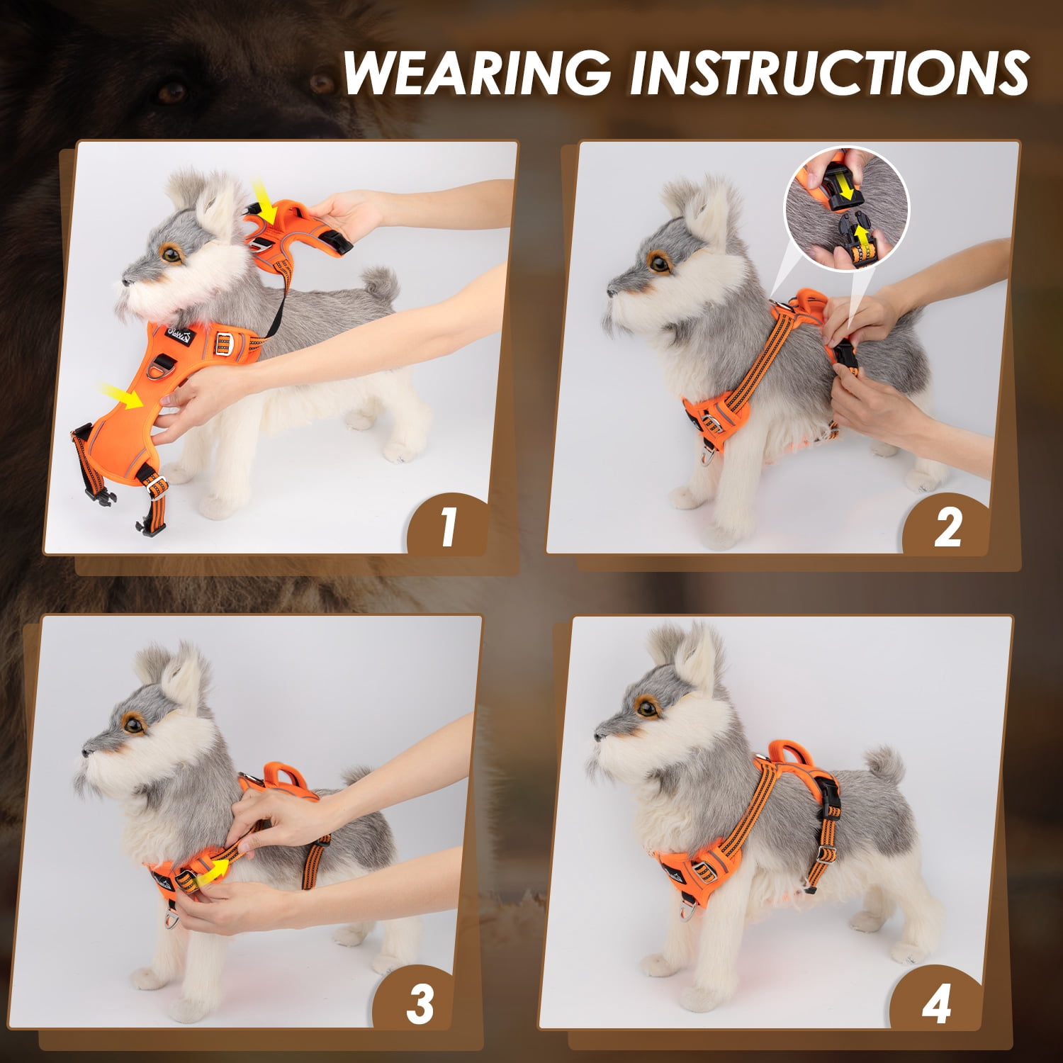 AUTOWT No Pull Dog Harness - Heavy Duty, No Choke Design with 2 Leash Clips & Adjustable Padded Vest