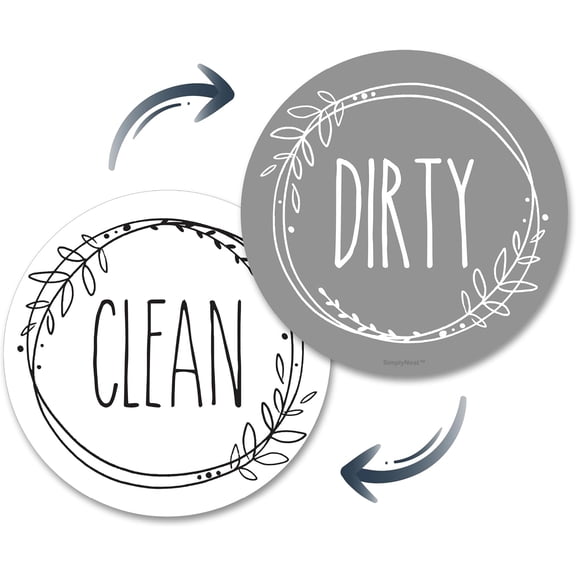 Double-Sided Clean Dirty Dishwasher Magnet White Gray Stainless Steel Kitchen Gadget