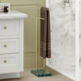 thumbnail image 6 of Standing Towel Rack with Green Natural Marble Base, 2-Tier Luxury Bath Towel Holder Stand for Bathroom Floor, Fits Bath Towel & Hand Towel, 18/8 Stainless Steel Brushed Gold, BTH217-GBZ, 6 of 18