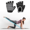 thumbnail image 4 of Unique Bargains Yoga Gloves Non-slip Fingerless Pilates Gloves One Size Black Gray, 4 of 5