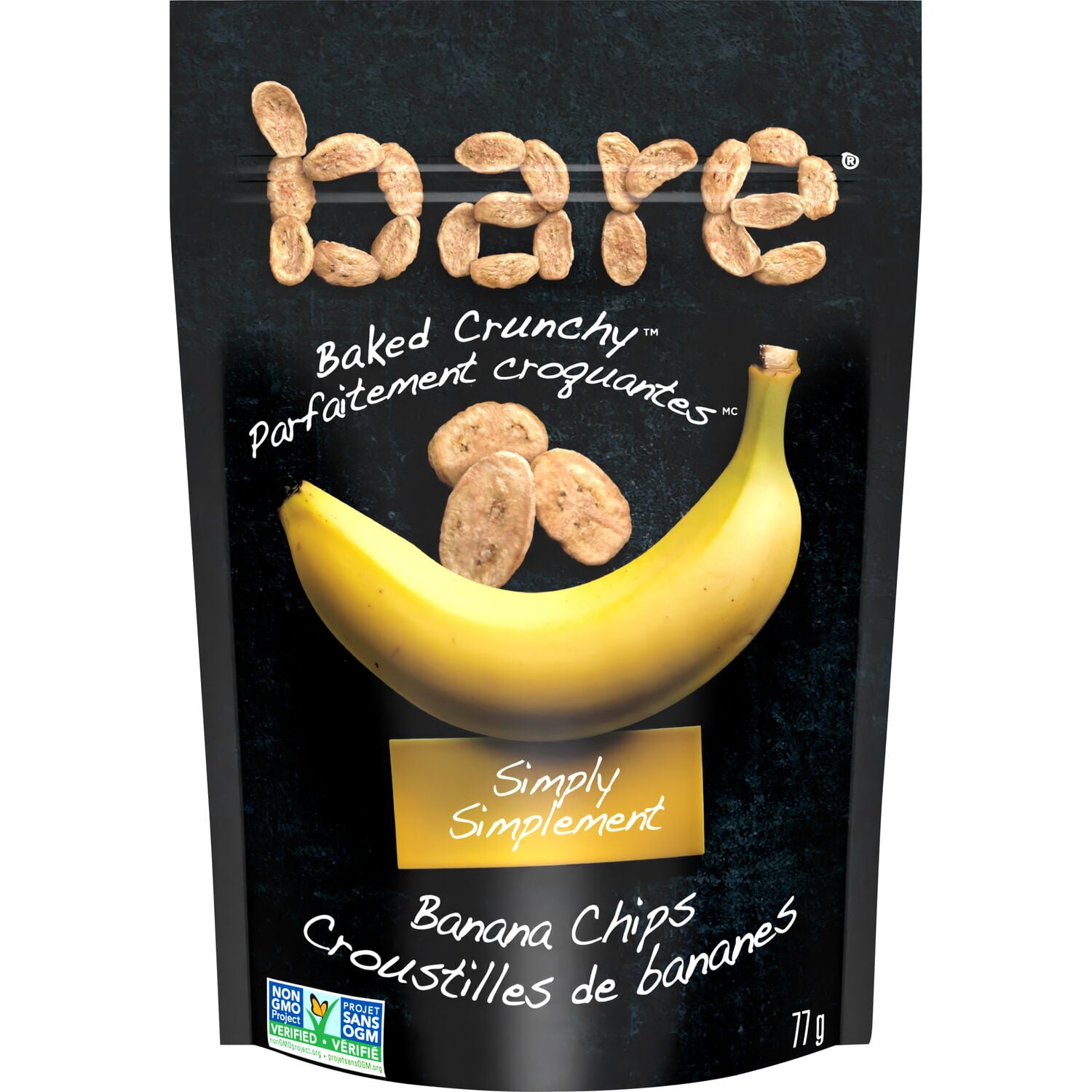 Bare Simplement Croustilles de bananes 77 g.
