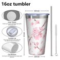 thumbnail image 4 of 16oz Tumblers Pioneer Flower Floral Print Pattern Stainless Steel Vacuum Insulated Double Wall Travel Tumbler Cups Mug with Lid and Straw,Cleaning Brush for Coffee,Tea, 4 of 4