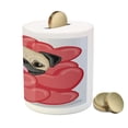 thumbnail image 3 of Pug Piggy Bank, Valentines Inspired Dog Drawing with Giant Hearts and Pet Hand Drawn, Ceramic Coin Bank Money Box for Cash Saving, 3.6" X 3.2", Red Black Pale Brown, by Ambesonne, 3 of 4