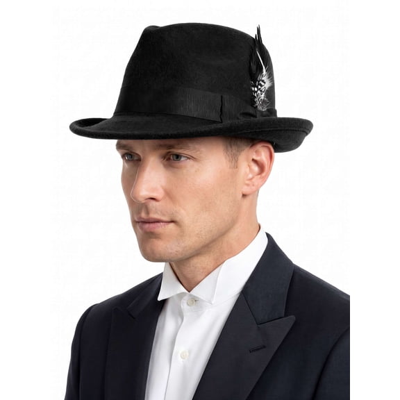 PULLIMORE Classic Fedora Hats for Men & Women Vintage Style Short Brim Felt Hat Panama Fedora Hats with Bands