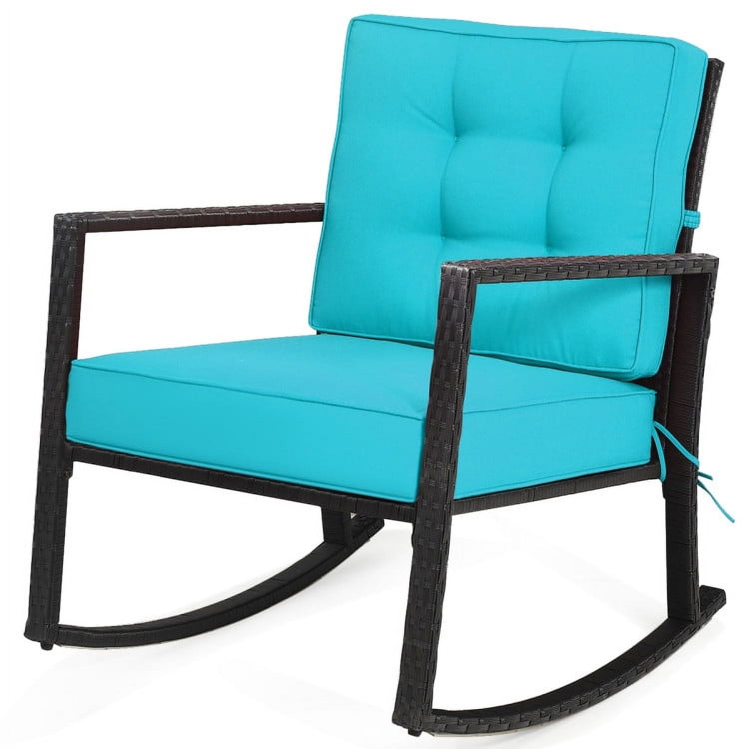 Barara King Rocking Chairs Outdoor, Patio Rattan Rocker Outdoor Glider Rocking Chair Cushion Lawn-Turquoise, Patio Rocking Chairs