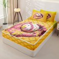 thumbnail image 2 of Homewish Girly Ball Games Zipper Full Size Comforter Sets with Fitted Sheet and 2 Pillowcases,Yellow Baseball Ice Cream Zipper Bedding Set For Kids,Reversible,4-Piece, 2 of 7