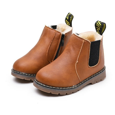 

Feiona-Toddlers Short Ankle Booties Waterproof Plush Warm Boots Winter Snow Boots Fashion Casual Waterproof Retro Boots