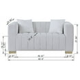 thumbnail image 3 of 62.6" Chesterfield Sofa, Modern Velvet Channel Tufted Upholstered Loveseat Couch with 2 Toss Pillows and Armrest 3 Seater Sofa with Metal Legs Accent Sofa for Living Room Office Apartment, White, 3 of 3