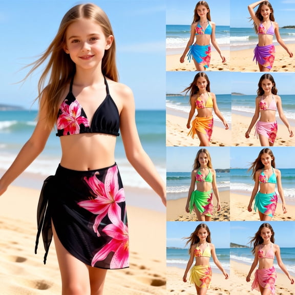 Shadoumai Girls Tankini Swimsuits Cutout Bikini Sets for Girls Adjustable Strap Tankini with Shorts 2-Piece Ruched Side Girl Bathing Suit