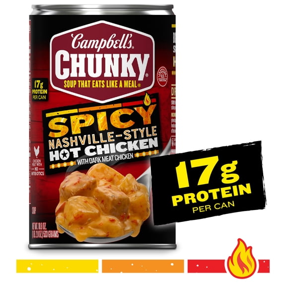 Campbell’s Chunky Soup, Spicy Nashville-Style Hot Chicken Soup, 18.8 oz Can