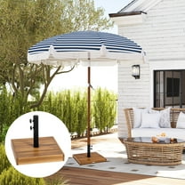 Outsunny Patio Umbrella Base, 42 lbs Concrete Heavy Duty Umbrella Base for 1.25"/1.5" Poles, Teak