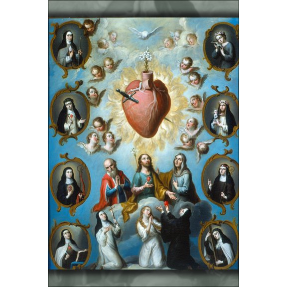 24"x36" Gallery Poster, Juan Patricio Morlete Ruiz - The Heart of Mary 1700s