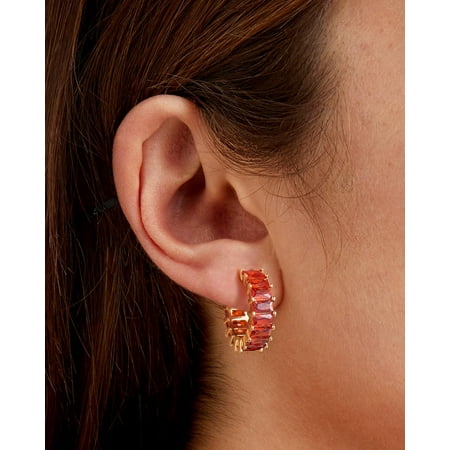 Gold Hoop Earrings for Women, 18K Gold Plated C Round Earring[m548]