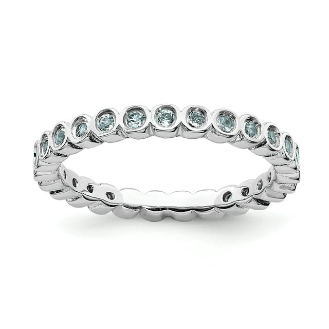 925 Sterling Silver Aquamarine Stackable Ring Birthstone March Gemstone