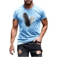 thumbnail image 2 of NuoCaiYun Fashionable Men'S Tops Casual Printed Short Sleeve Round Neck Summer Fall Blouses, 2 of 5