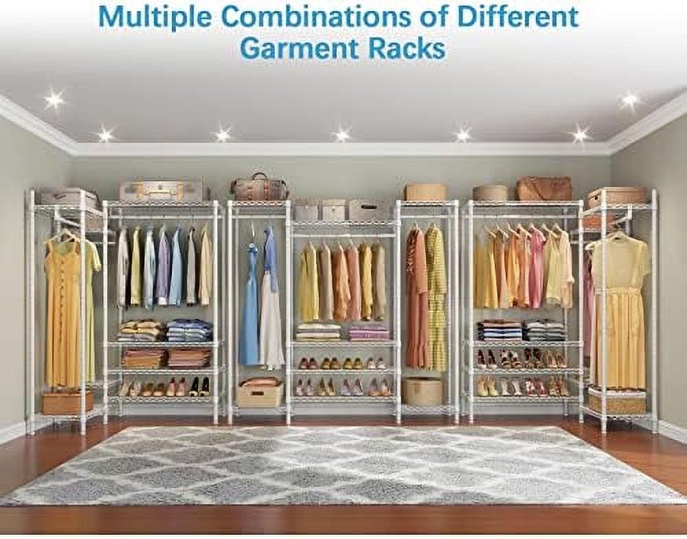 L20 Corner Garment Rack Heavy Duty L Shaped Clothing Rack with Hanging Rods Fabric Drawers Adjustable Wire Shelving Freestanding Metal Wardrobe Closet Rack for Cloakroom White Walmart