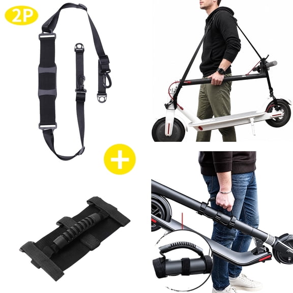 2 Pack Scooter Shoulder Belt & Hand Carrying Straps,Adjustable Non-Slip Pad Compatible for Tricycle,Scooter,Fold Balance Bike