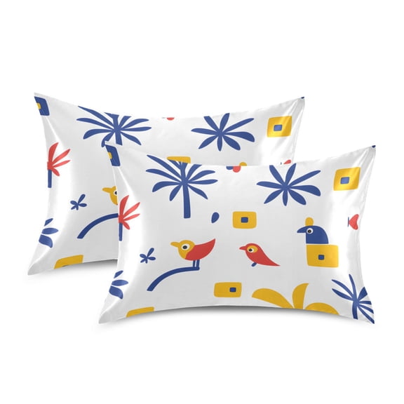 Yayeee Pillowcase Standard Size Set of 2 Satin Wrinkle Resistant Pillow Case, Tropical Rhythm