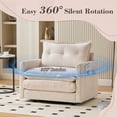 thumbnail image 3 of 360° Swivel Accent Chair, Oversized Arm Chair with 30-inch Wide Seat and Double-Layer Cushion, Comfy Chenille Single Sofa Chair with Side Pocket for Living Room, Beige, 3 of 7