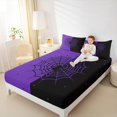 thumbnail image 4 of Manfei Spooky Spider Webs Queen Sheet Sets,Happy Halloween Day Flat Sheet,Purple Black Queen Fitted Sheet For Boys Kids,Luxury Bedroom Decor,4 Pieces, 4 of 7